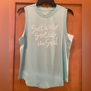 Salt Life Women’s Salt Water Soothes The Soul Teal DriFit Muscle Shirt NWT S